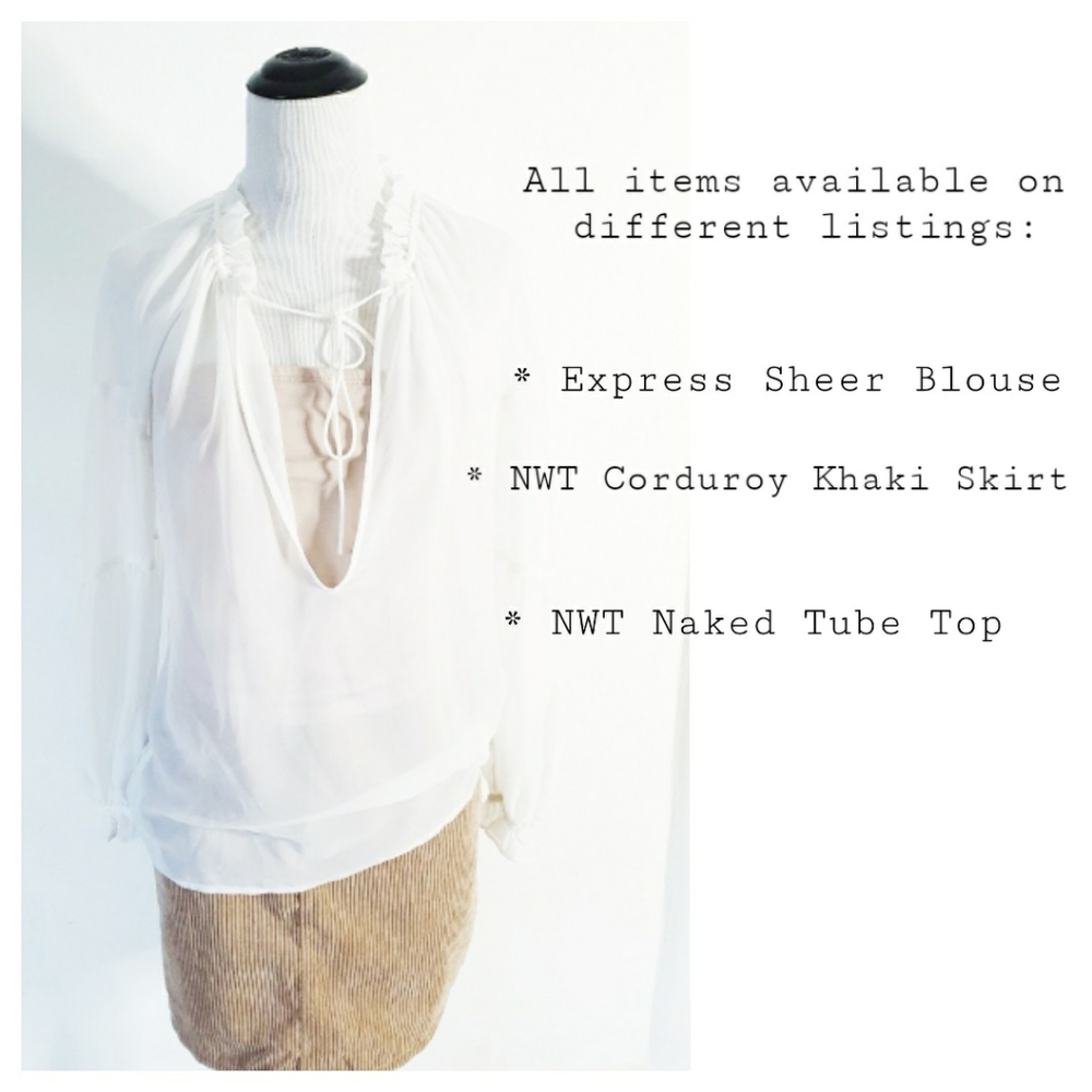 💥NWOT - Express Sheer Long Sleeve Blouse - Picture 2 of 10